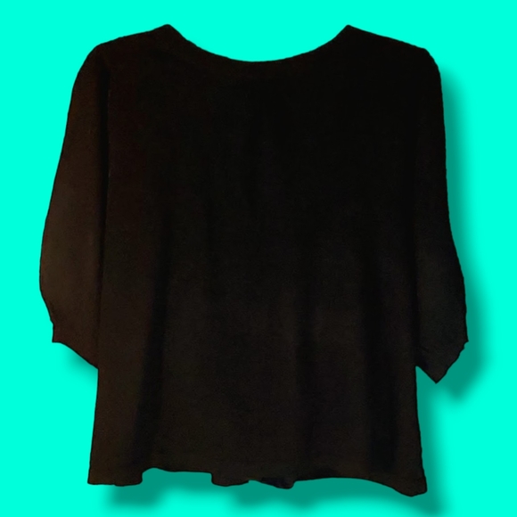 AGB | Women's Black Round-Neck Short Sleeve Cardigan w. Button | Size Medium | - Picture 4 of 5